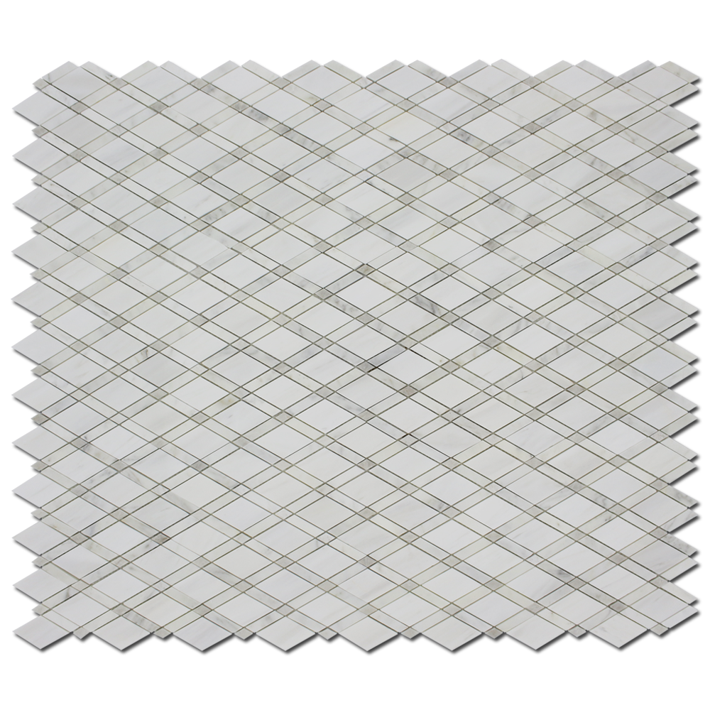 Alpine Mosic Bianco Venato Dolomite Rhomboid Mosaic in Dolomite