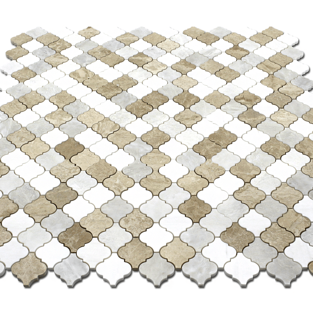 Karya Royal Marble Arabesque Mosaic Karya Royal - Bianco Venato Dolomite