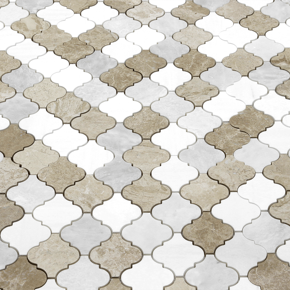 Karya Royal Marble Arabesque Mosaic Karya Royal - Bianco Venato Dolomite