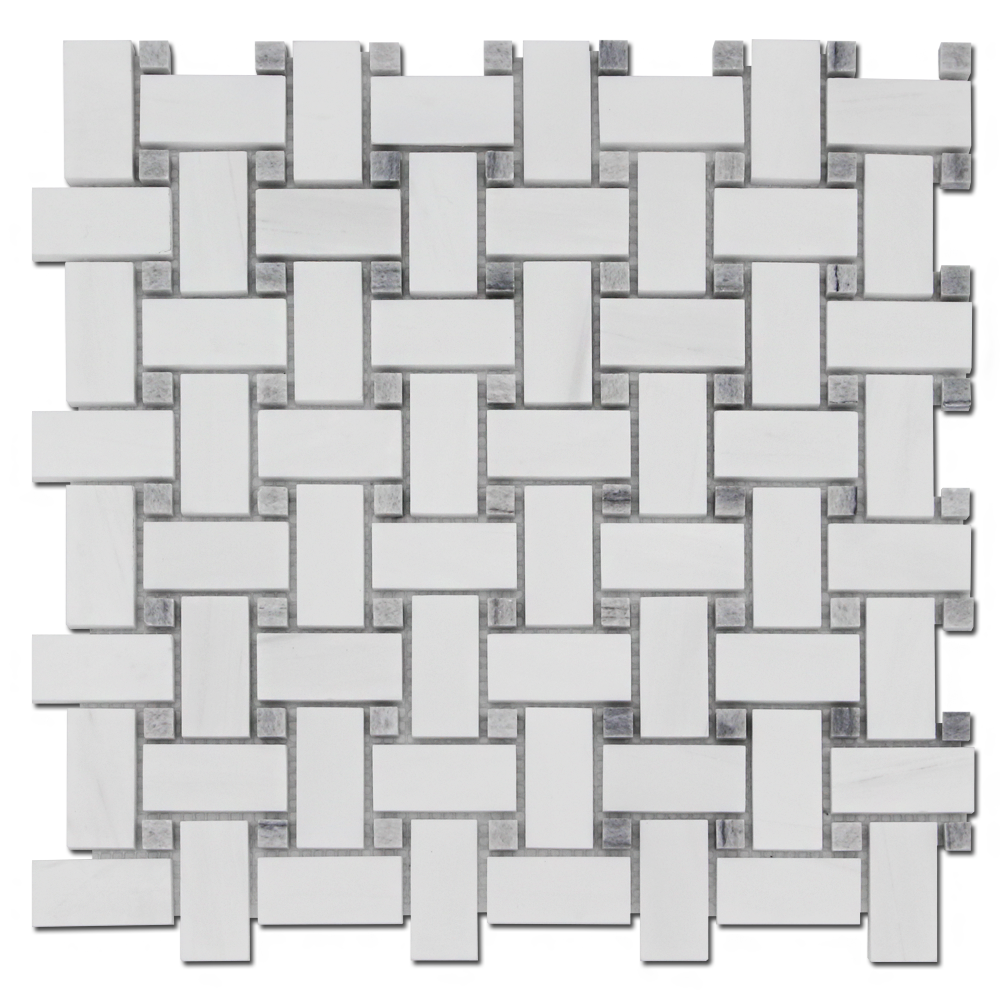 Bianco Venato Dolomite Basket Weave Mosaic
