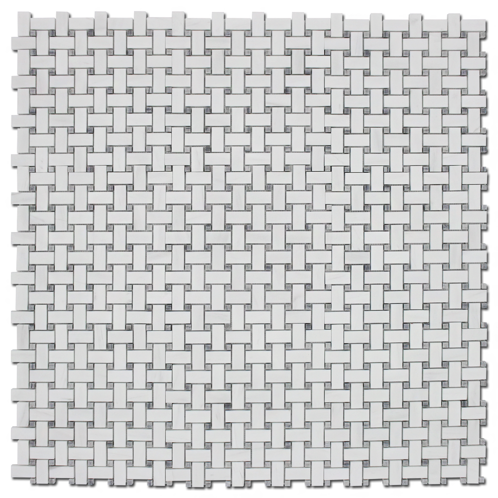 Bianco Venato Dolomite Basket Weave Mosaic