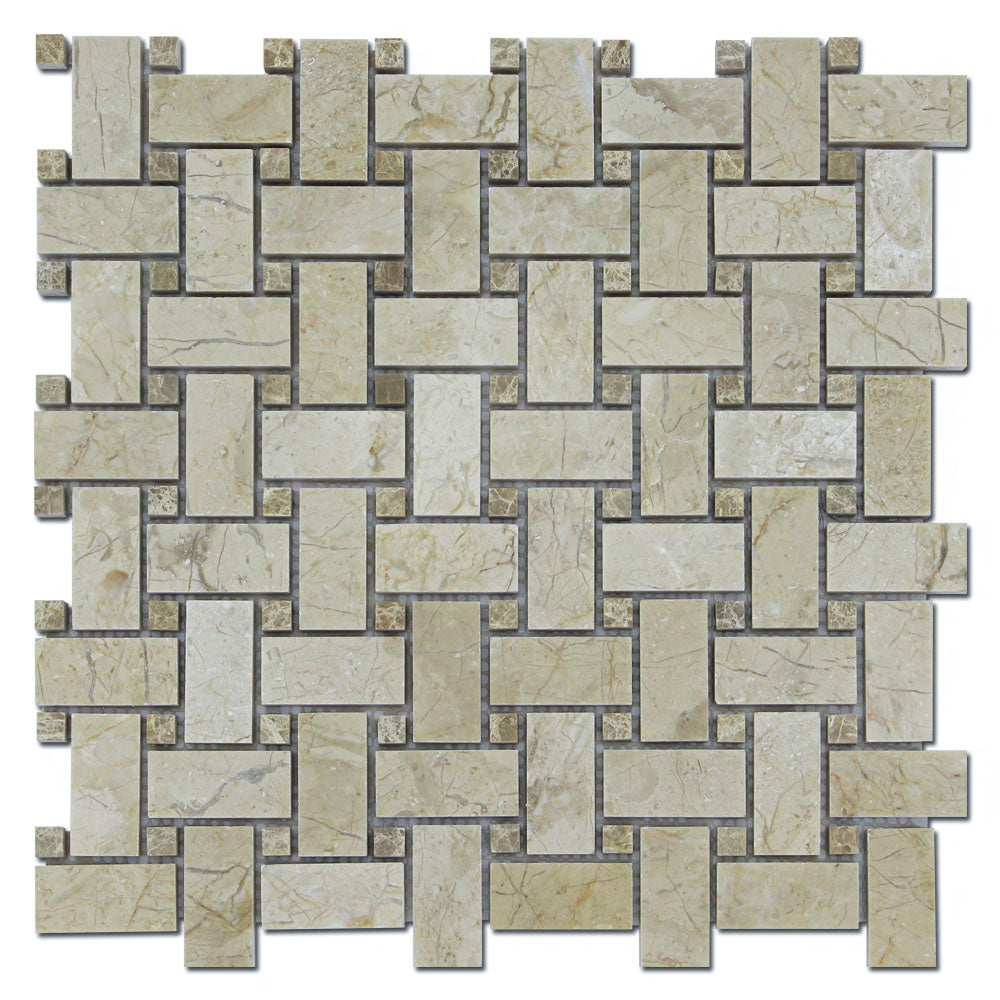Crema Nouva Basket Weave w/Emperador Polished