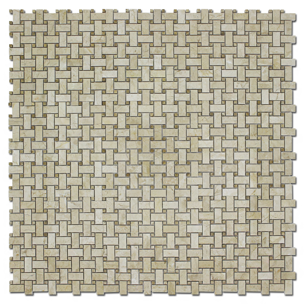 Crema Nouva Basket Weave w/Emperador Polished