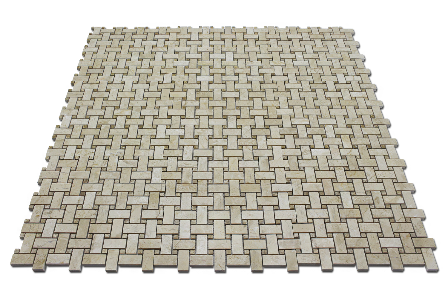 Crema Nouva Basket Weave w/Emperador Polished