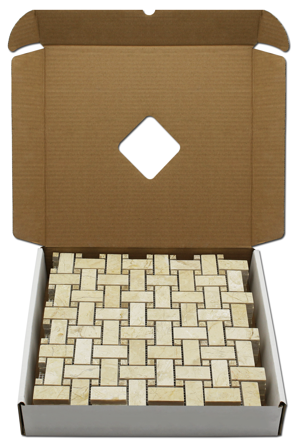 Crema Nouva Basket Weave w/Emperador Polished