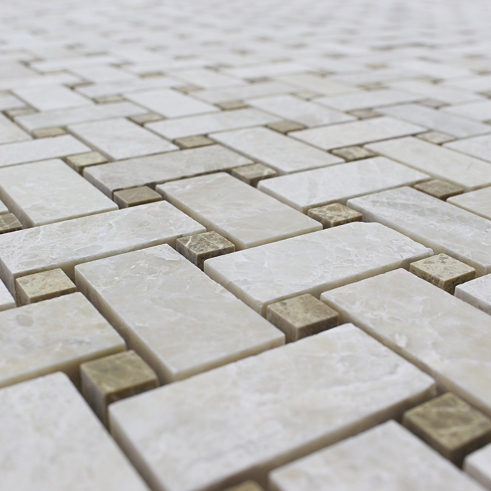 Karya Royal Marble Basket Weave with Emperador Dot