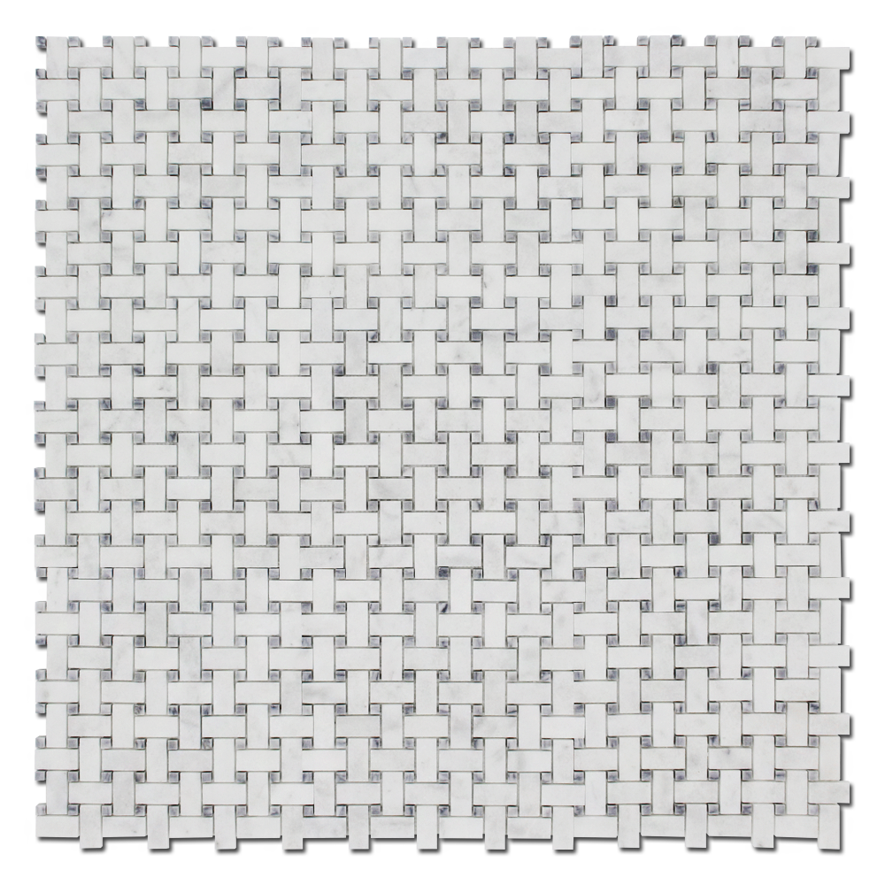 Milas White Marble Basket Weave with Gray Dot