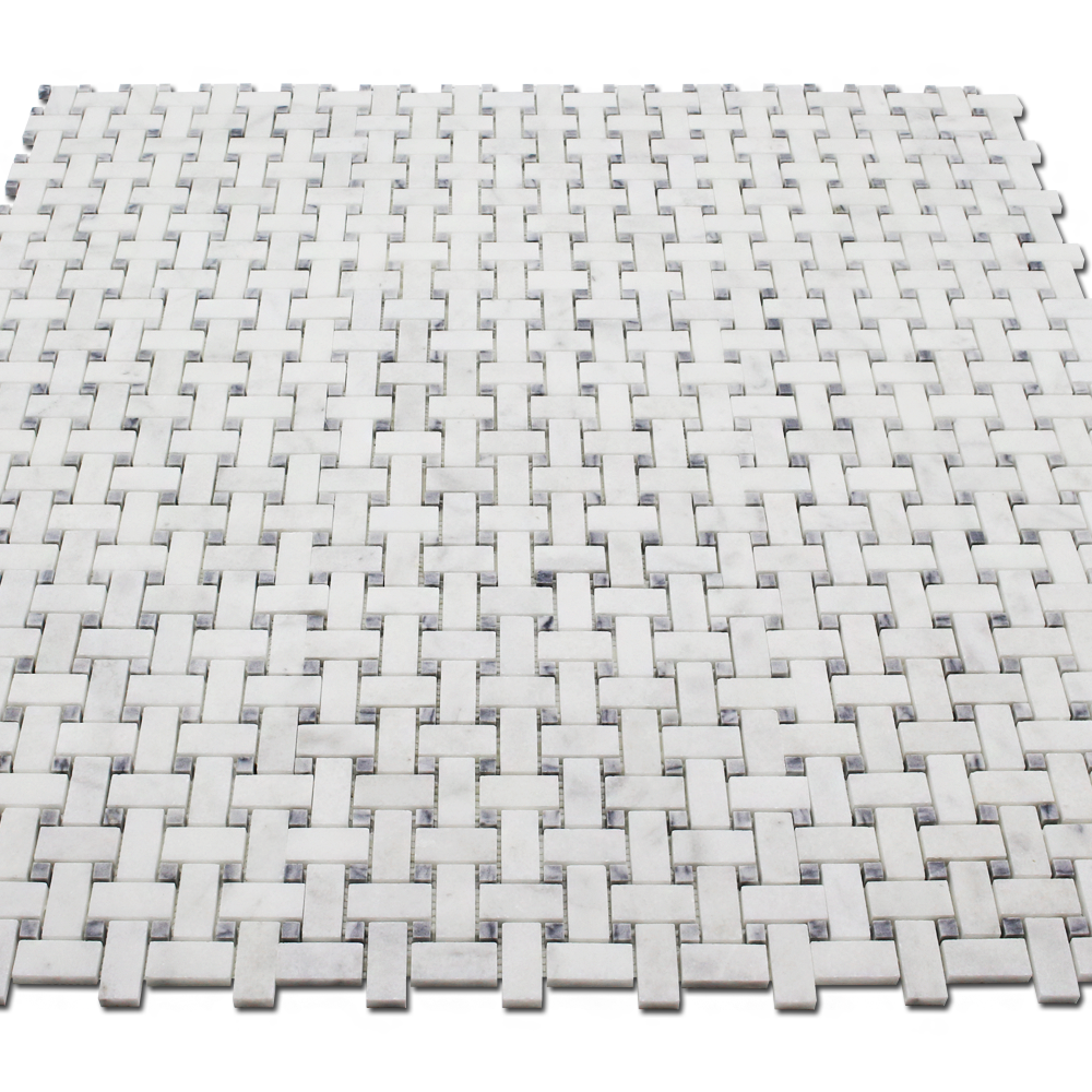 Milas White Marble Basket Weave with Gray Dot