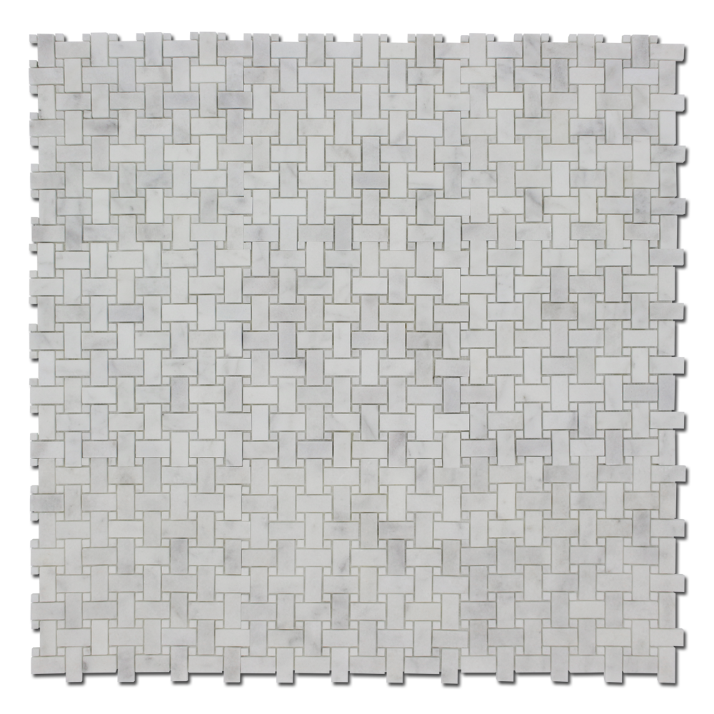 Milas White Marble Basket Weave with M.W. Dot