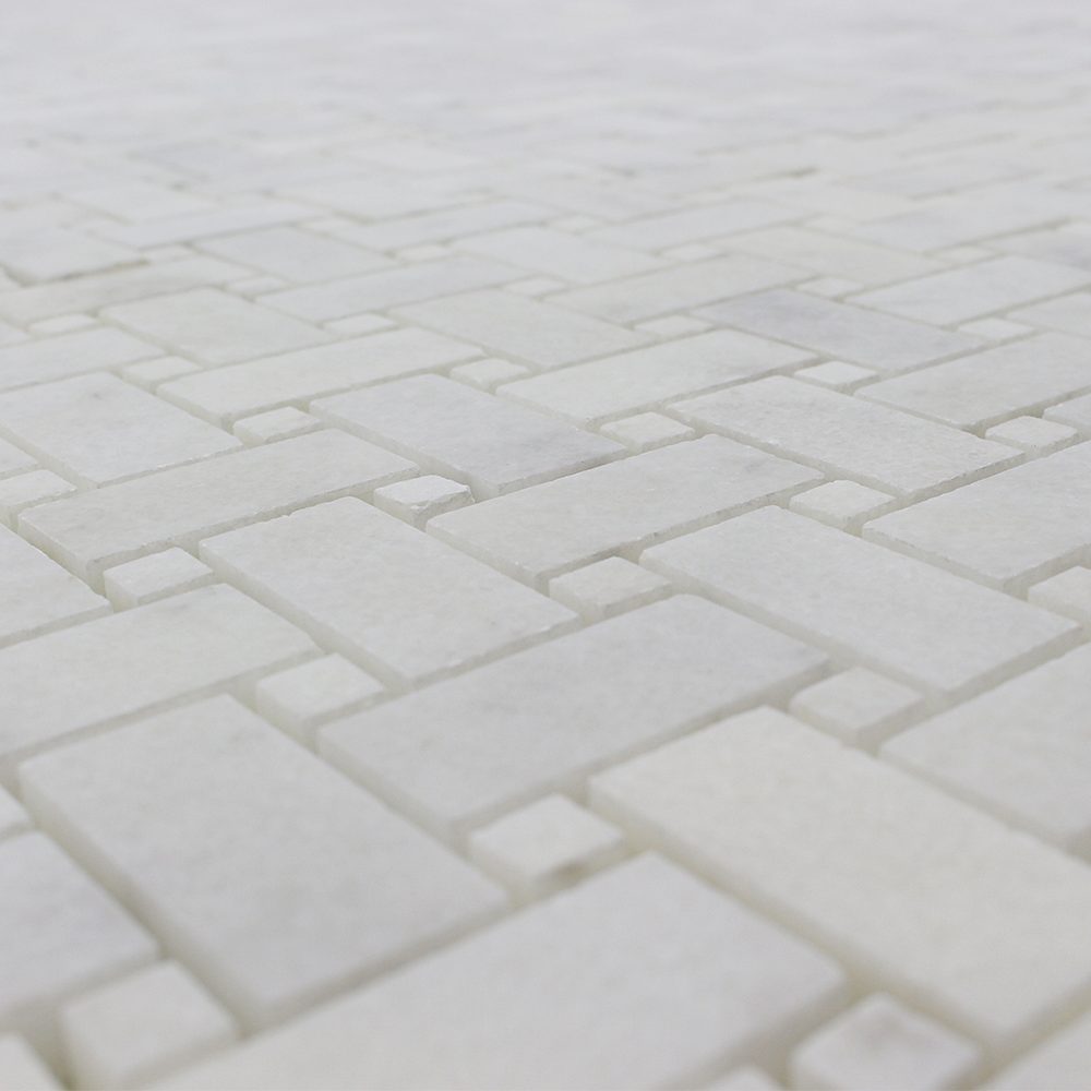 Milas White Marble Basket Weave with M.W. Dot