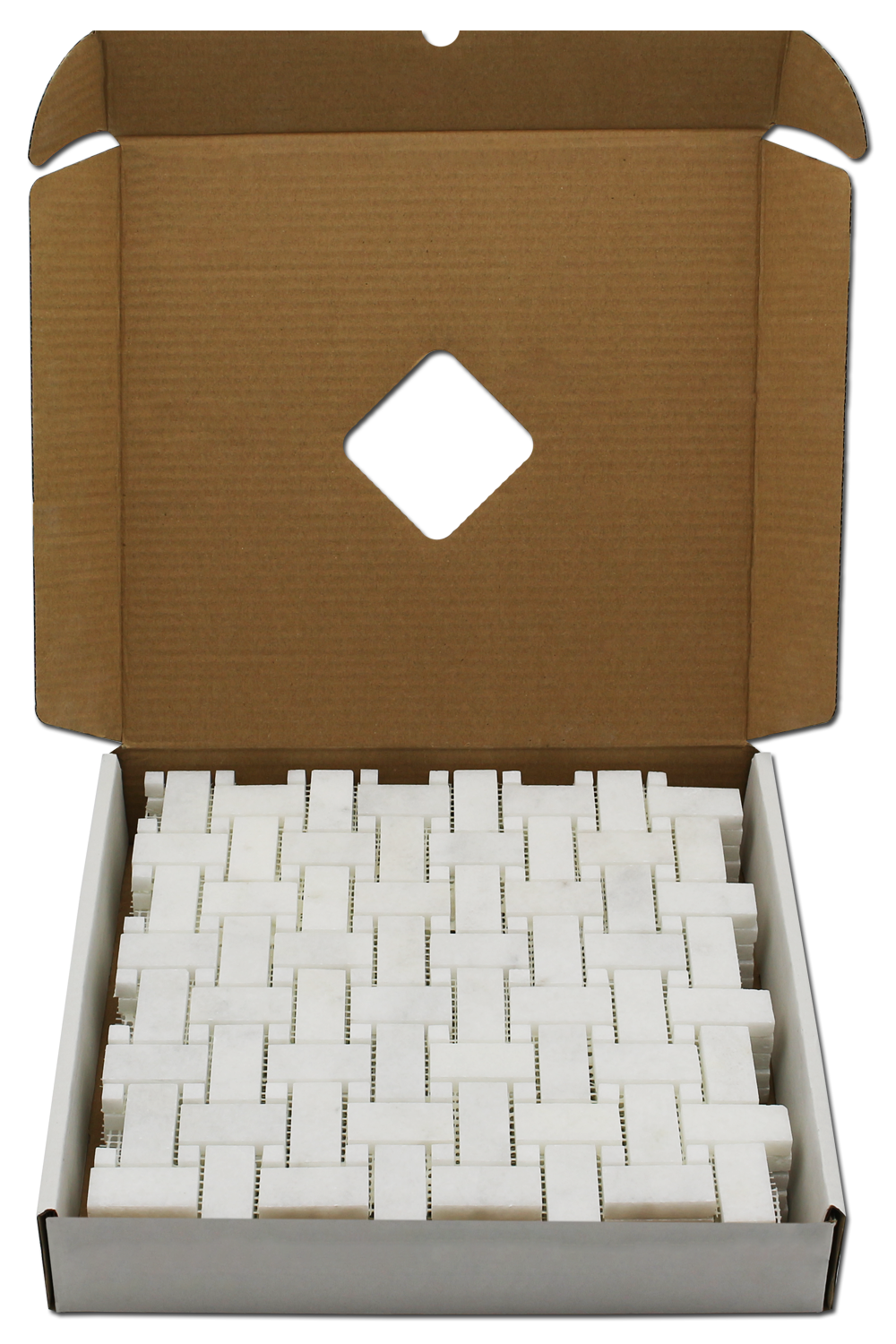Milas White Marble Basket Weave with M.W. Dot