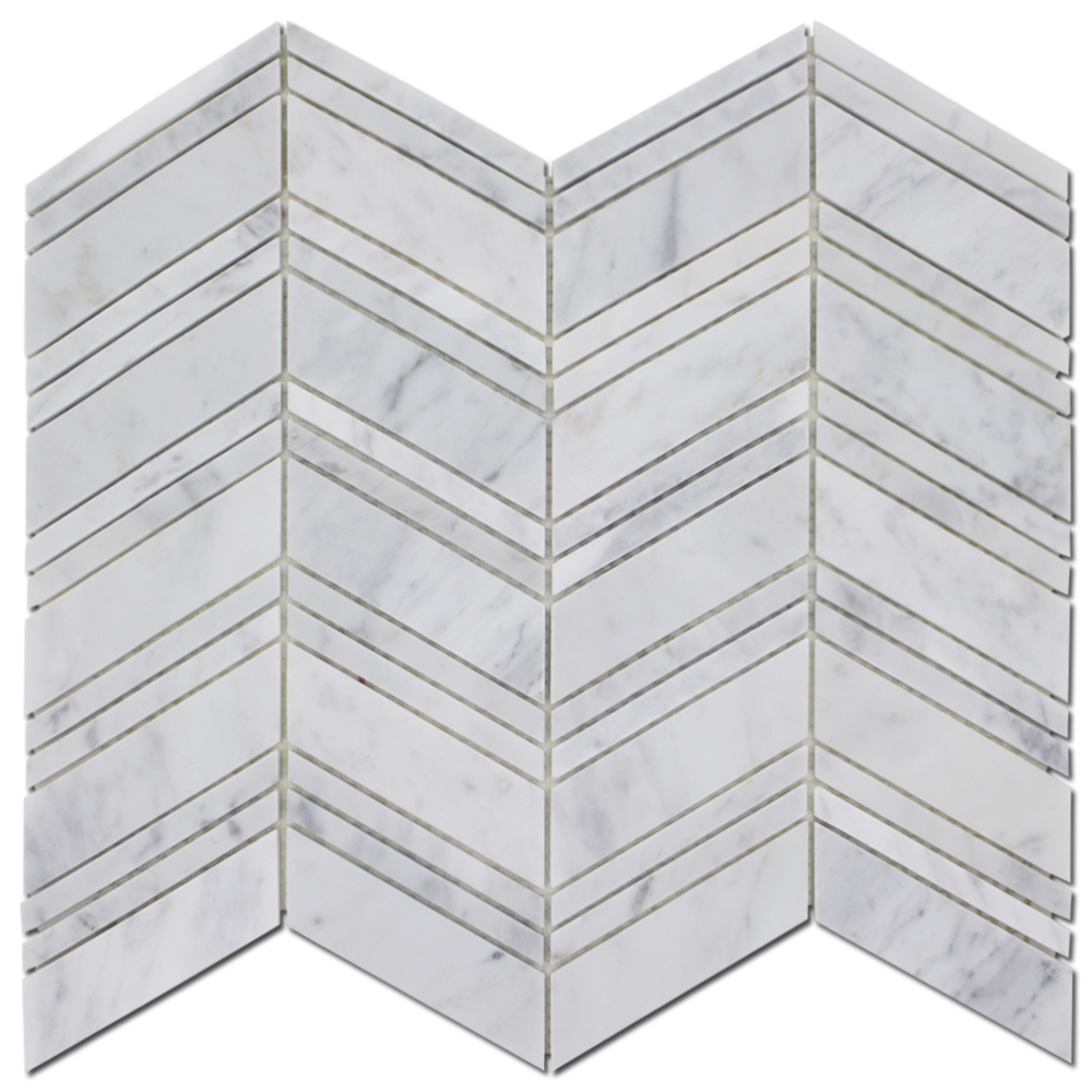 Carrara Chevron Honed Mosaic