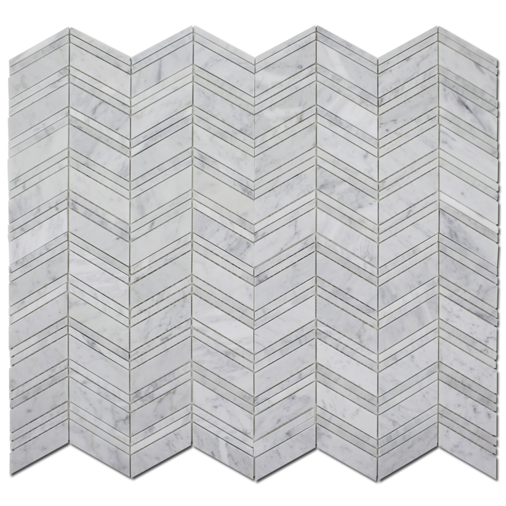 Carrara Chevron Honed Mosaic