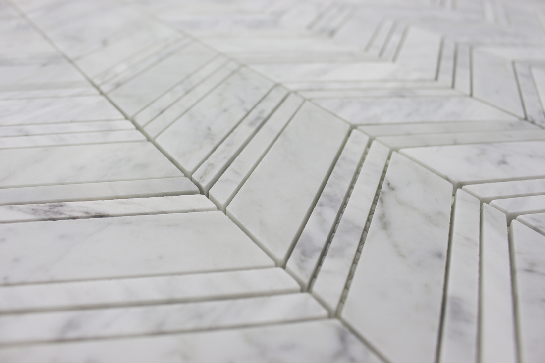 Carrara Chevron Honed Mosaic