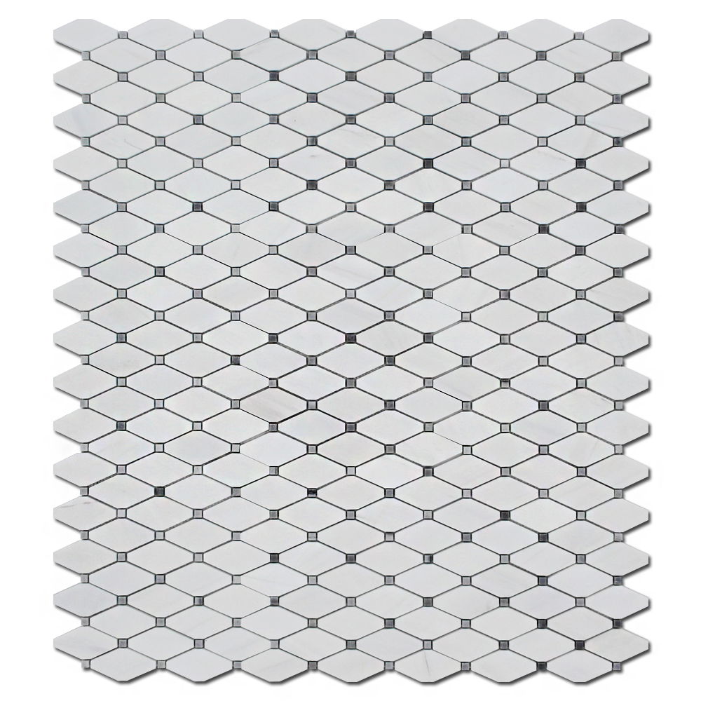 Bianco Venato Dolomite Clipped Diamond Mosaic