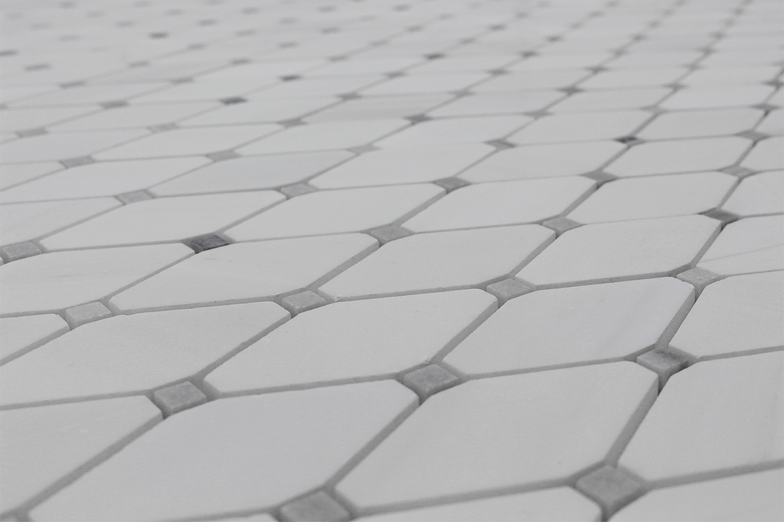 Bianco Venato Dolomite Clipped Diamond Mosaic