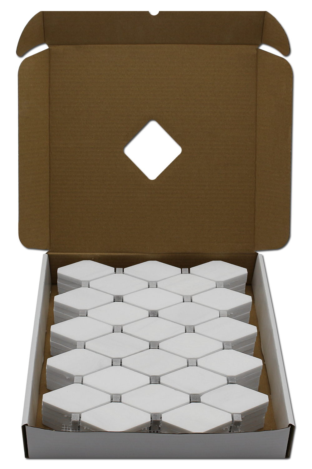 Clipped Diamond Mosaic Clipped Diamond Mosaic Bianco Venato Dolomite with Gray Dot
