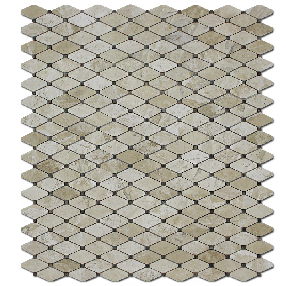 Clipped Diamond Mosaic Karya Royal with Emperador Dot