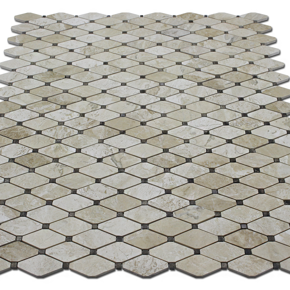 Clipped Diamond Mosaic Karya Royal with Emperador Dot