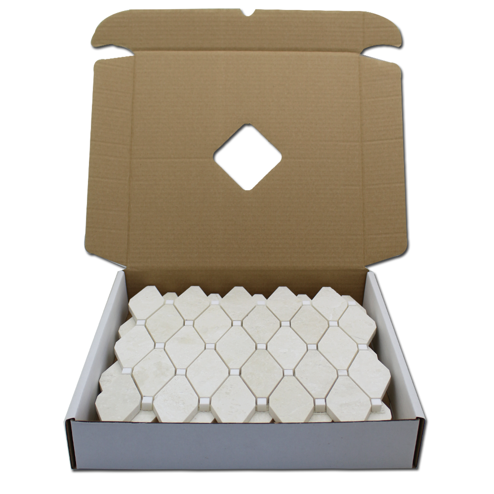 Clipped Diamond Mosaic Perla with Bianco Venato Dolomite Dot