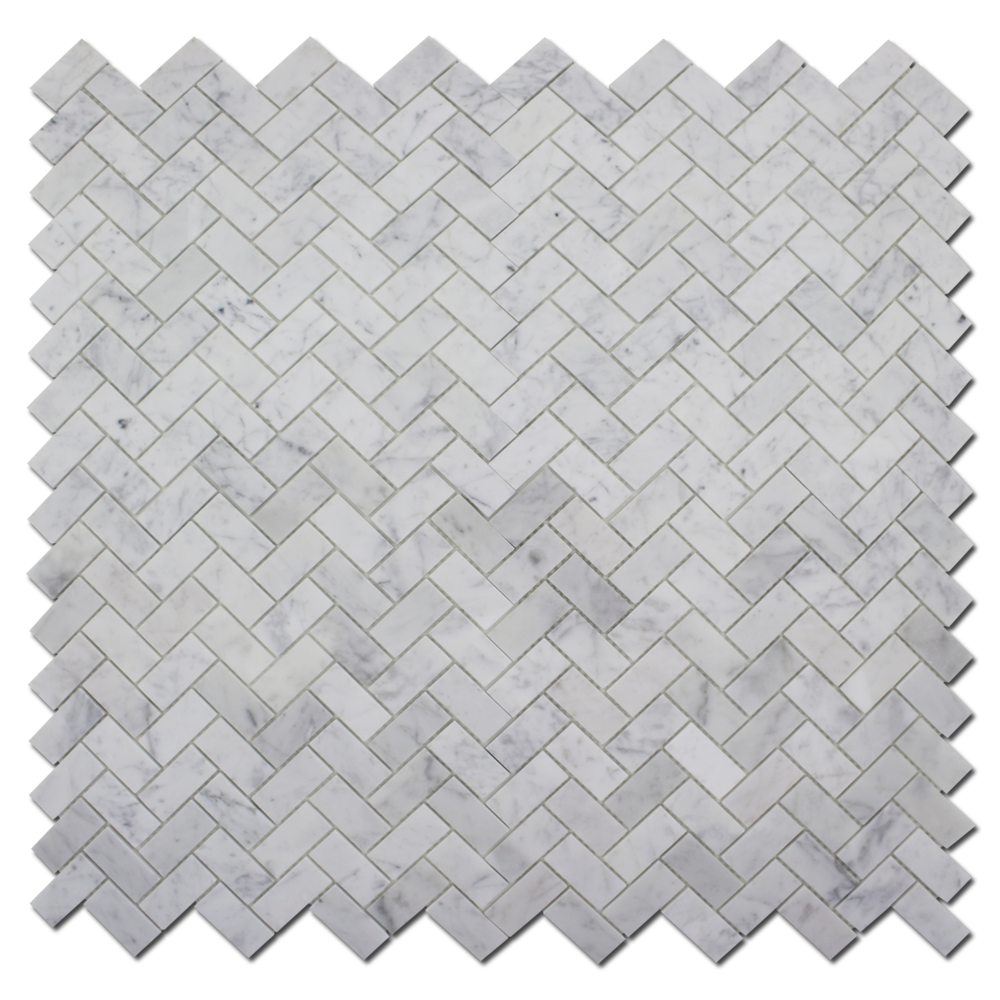 Carrara Herringbone Honed Mosaic