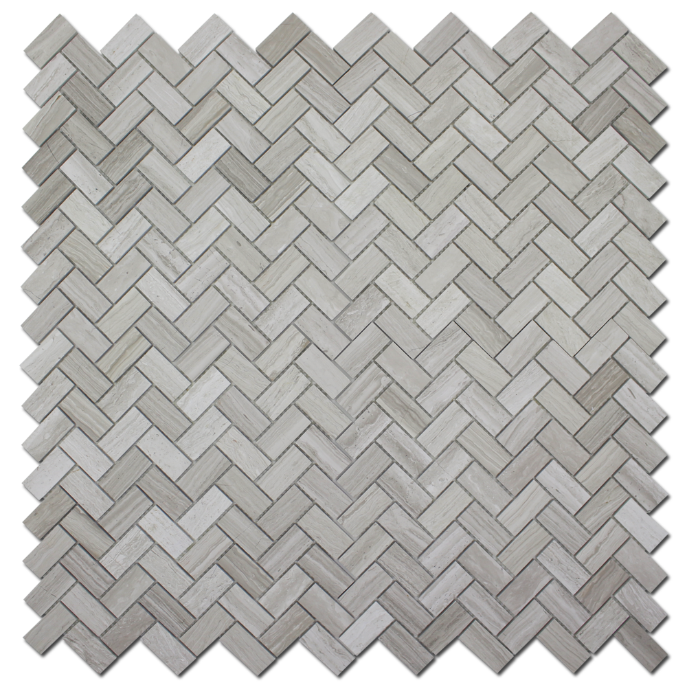Wooden White 1" x 2" Herringbone