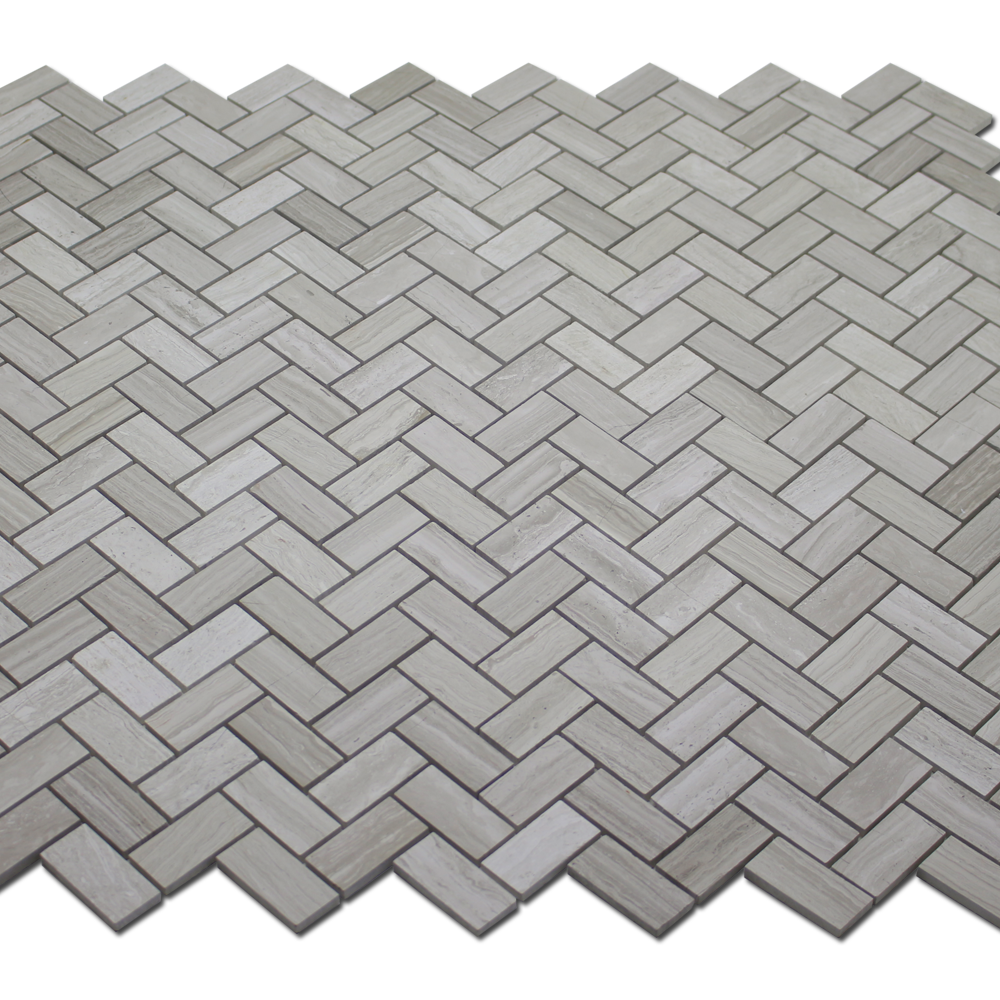 Wooden White 1" x 2" Herringbone