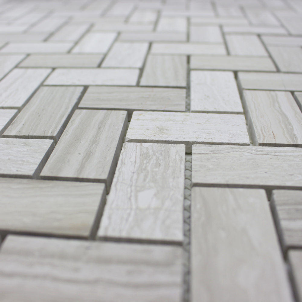 Wooden White 1" x 2" Herringbone