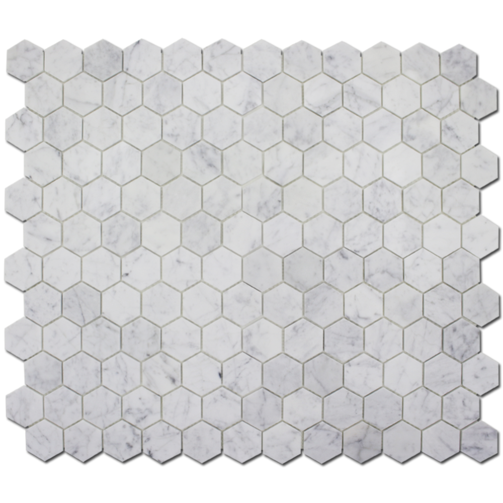 Carrara 2″ Honeycomb Polished Mosaic