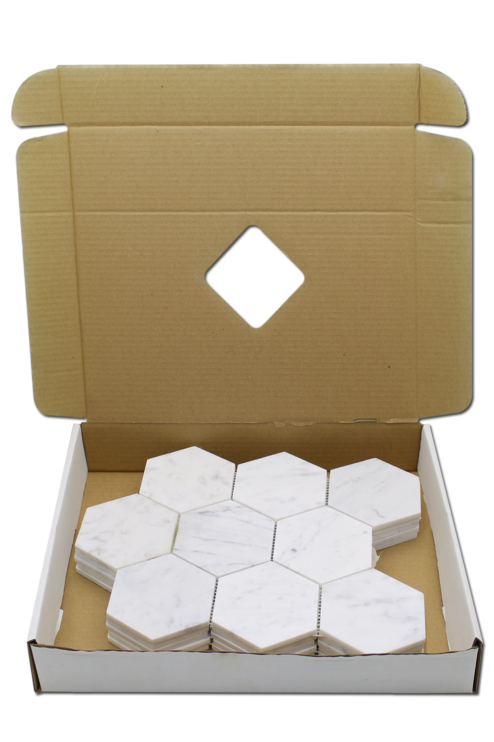 Picket Mosaic Carrara 4″ Honeycomb Honed Mosaic