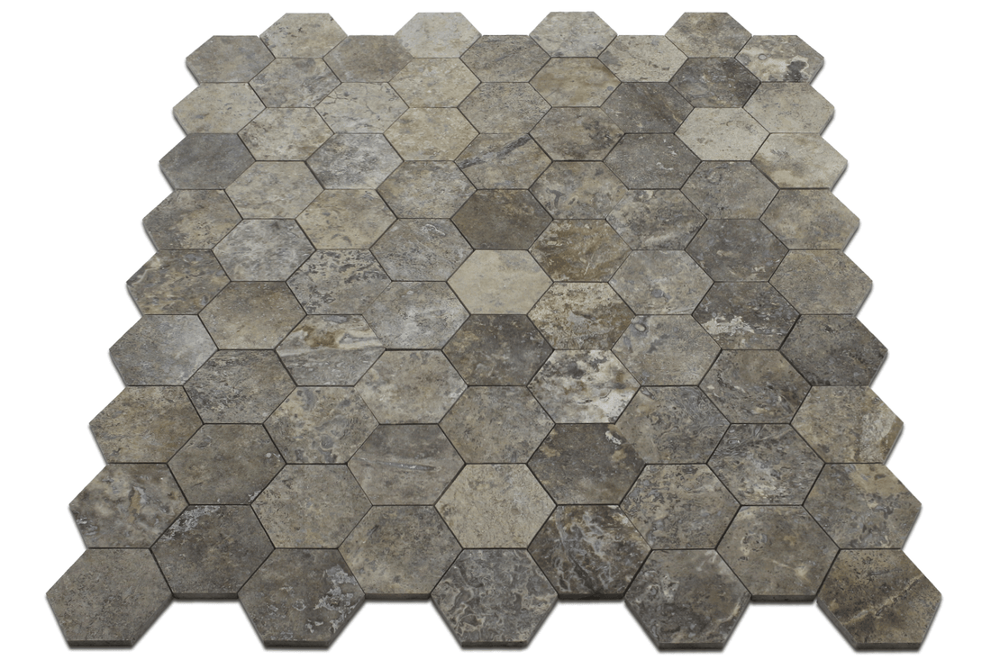 Silver Travertine 4" Honeycomb