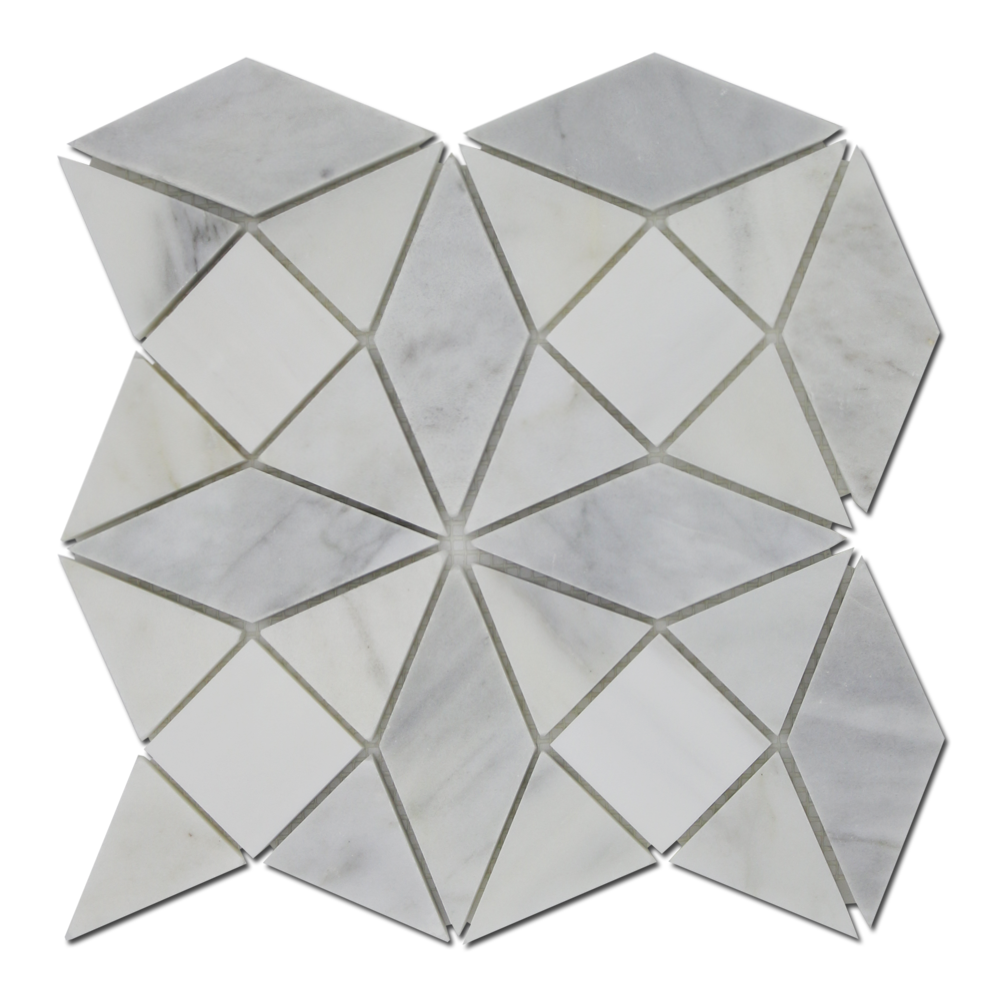 Kaleidoscope Mosaic Bianco Venato Dolomite, Imperial White & Gray