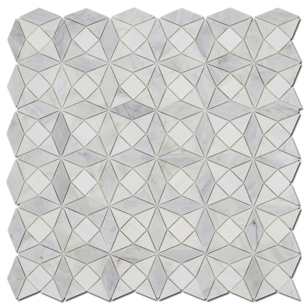 Kaleidoscope Mosaic Bianco Venato Dolomite, Imperial White & Gray
