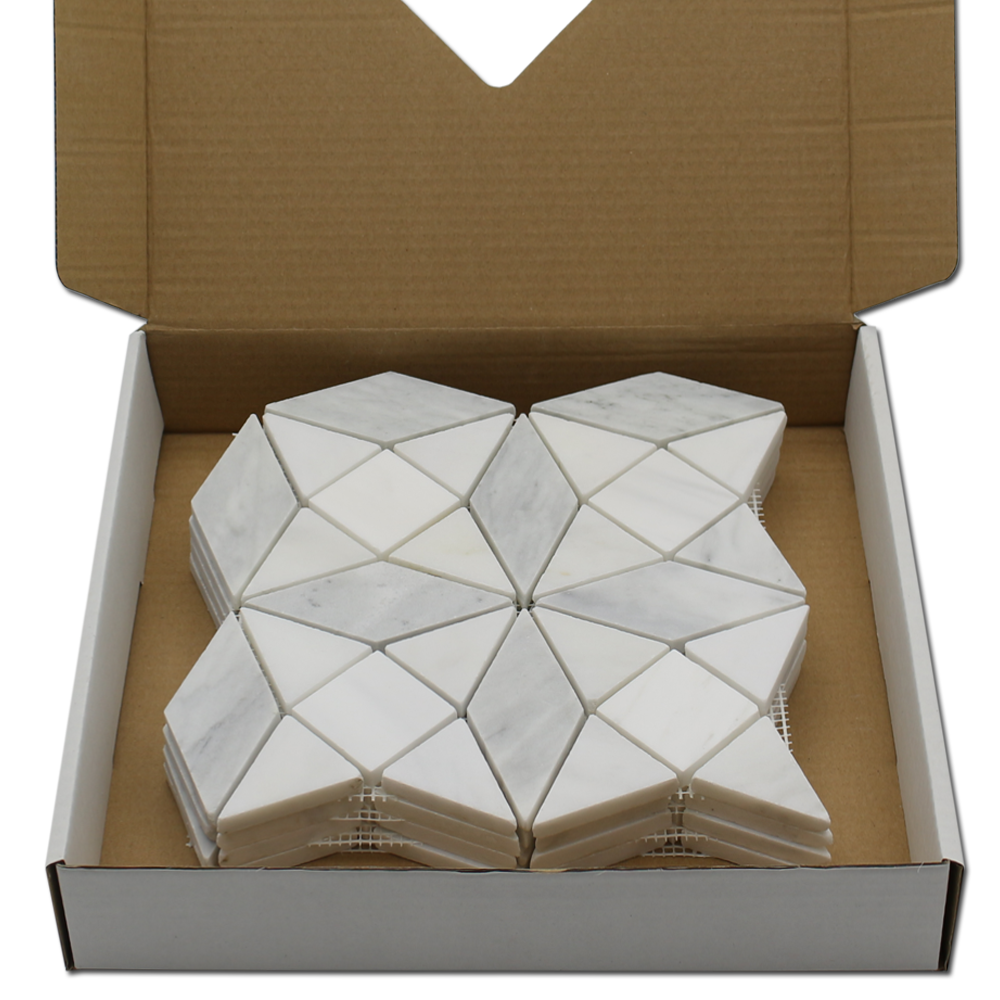Kaleidoscope Mosaic Bianco Venato Dolomite, Imperial White & Gray
