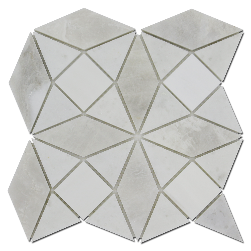 Kaleidoscope Mosaic Bianco Venato Dolomite, White & Iceberg