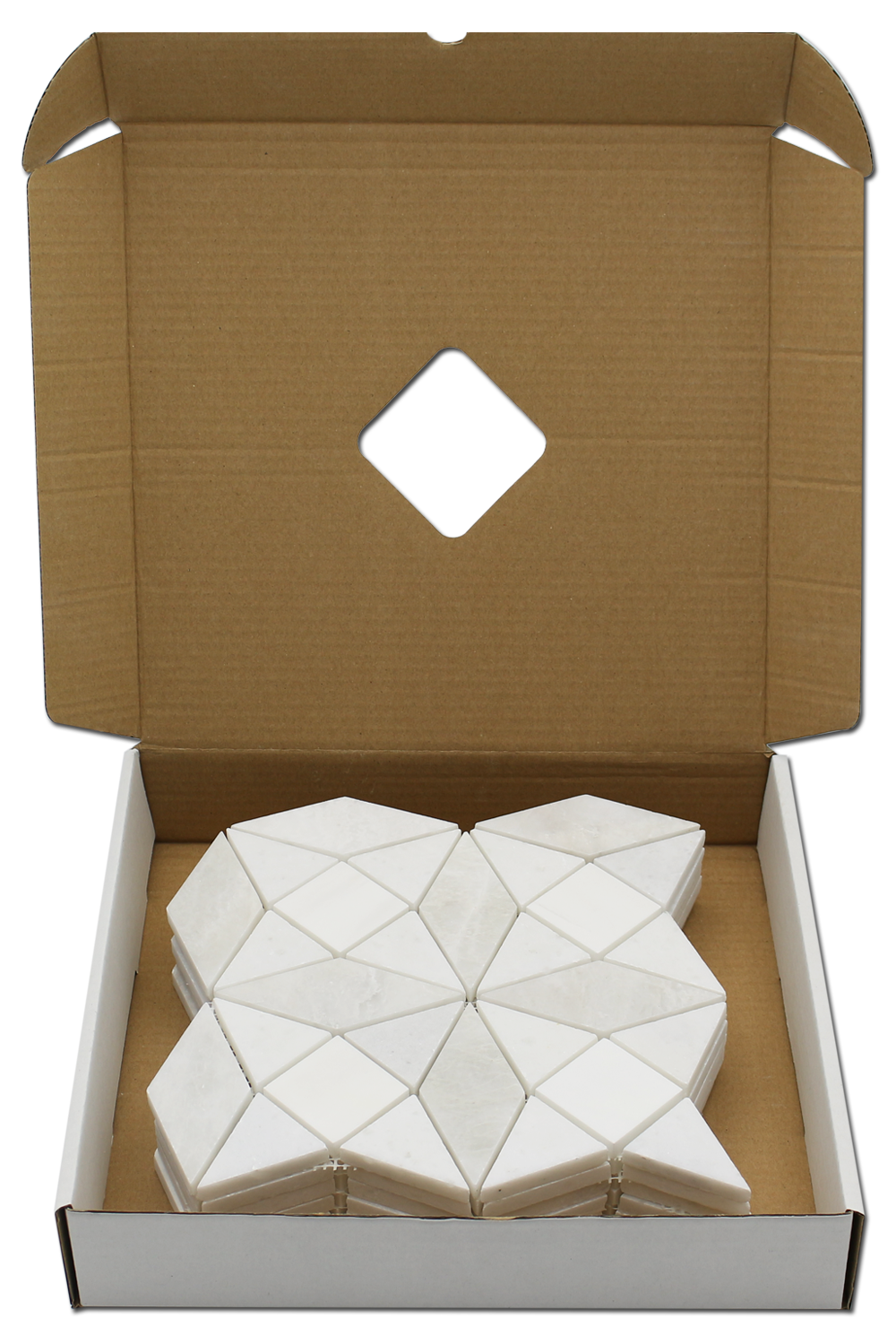 Kaleidoscope Mosaic Bianco Venato Dolomite, White & Iceberg