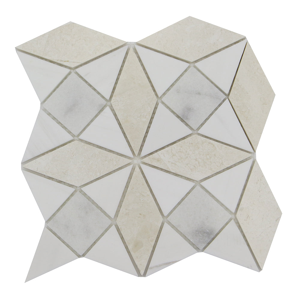 Kaleidoscope Mosaic Perla, Bianco Venato Dolomite & Milas White