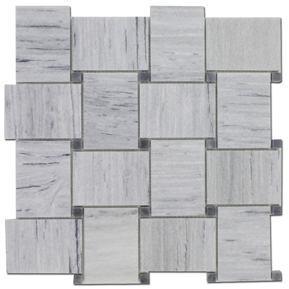 Solto White Marble Basket Weave Mosaic