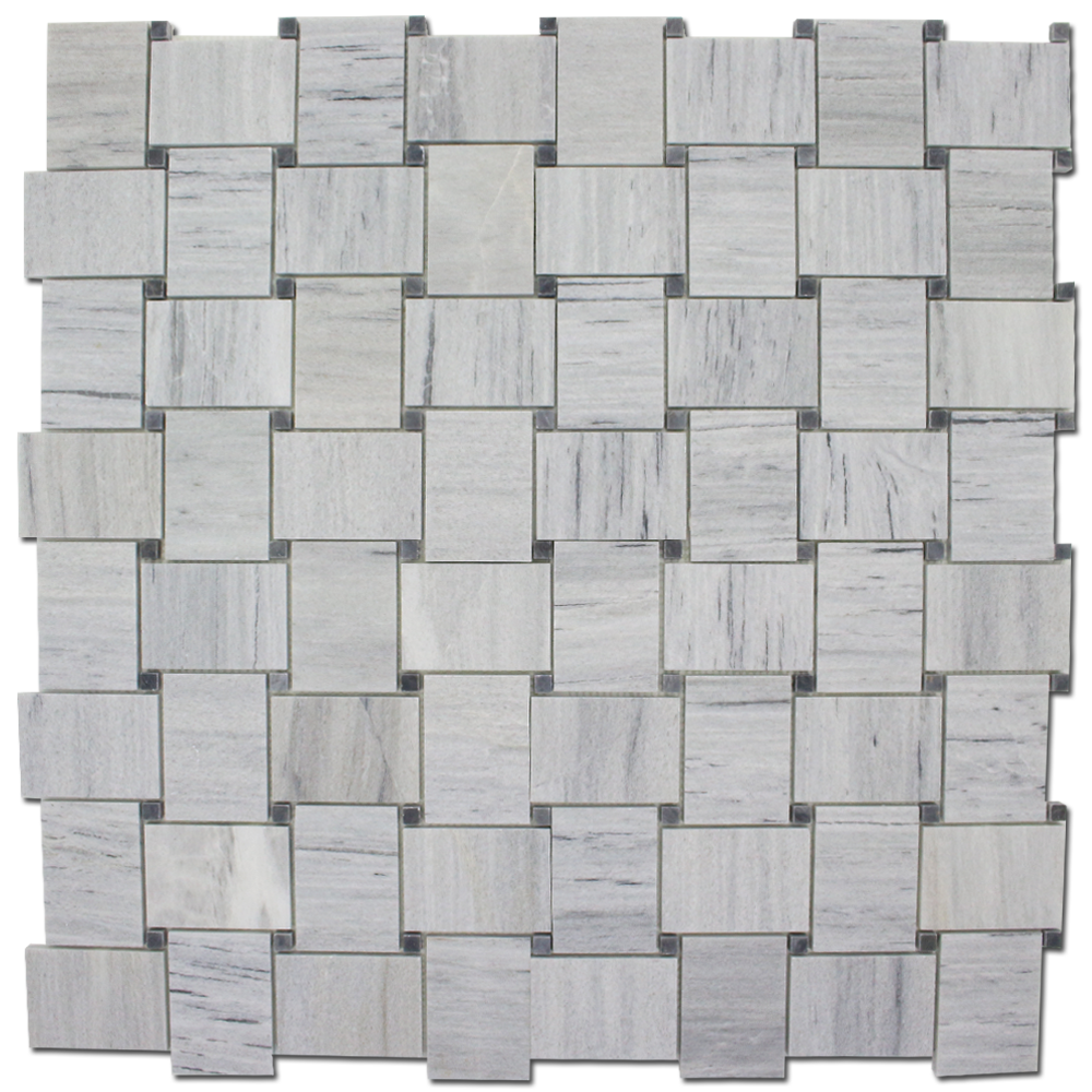 Solto White Marble Basket Weave Mosaic