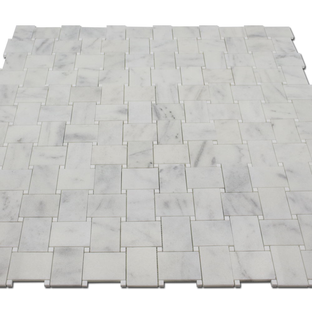 Milas White Large Basket with Bianco Venato Dolomite