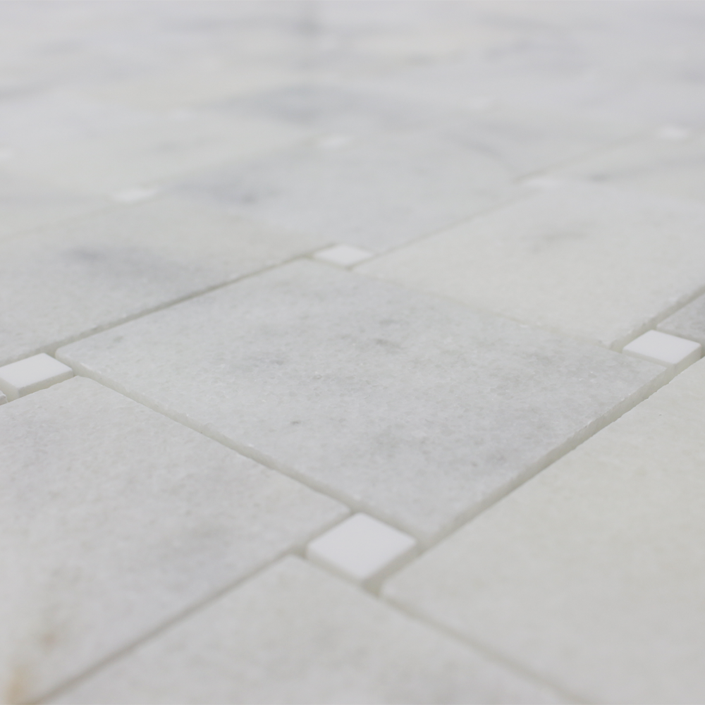 Milas White Large Basket with Bianco Venato Dolomite