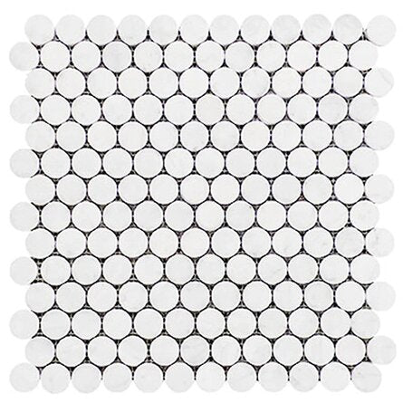Penny Round Mosaic Bianco Venato Dolomite