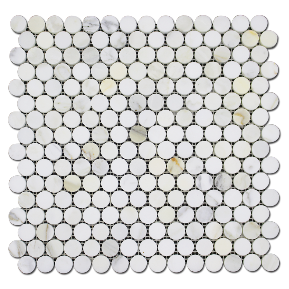 Penny Round Mosaic Calacatta Gold Honed Mosaic Tiles
