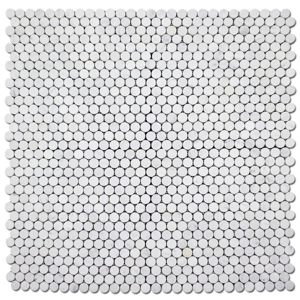 Penny Round Mosaic Carrara Honed