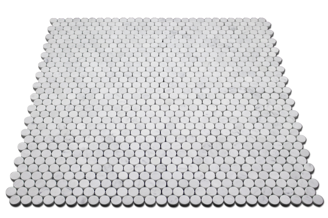 Penny Round Mosaic Carrara Honed