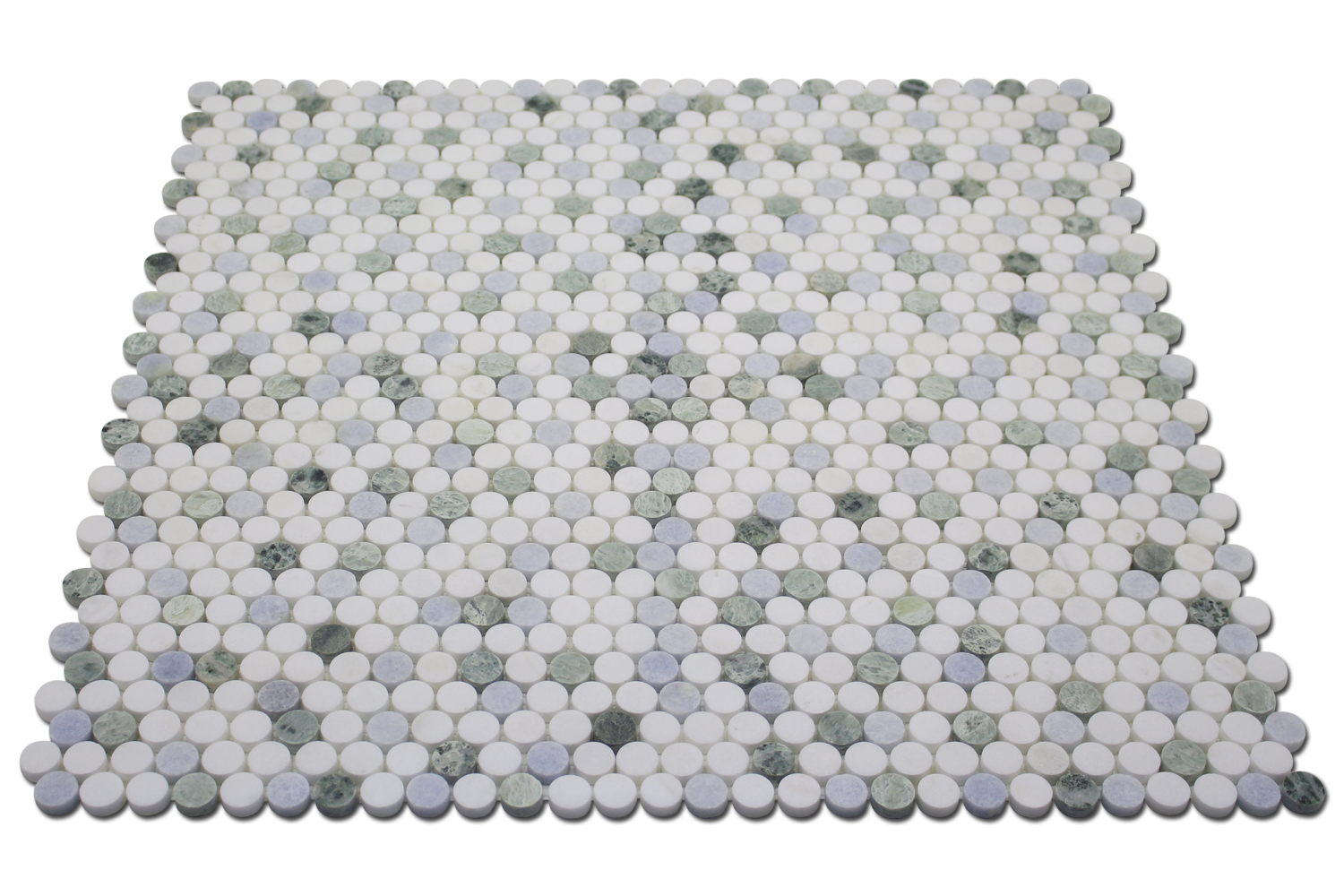 Penny Round Mosaic B. Venato Dolomite, Blue & Green