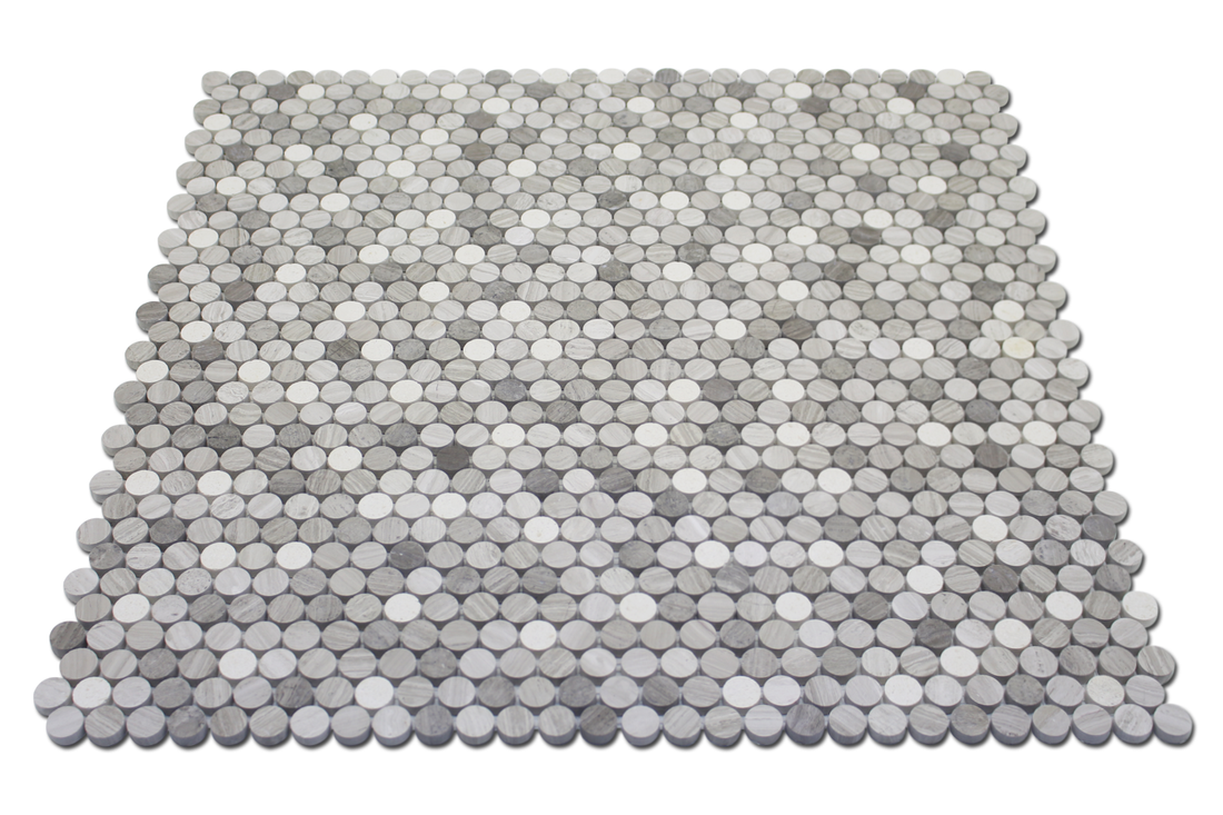 Penny Round Mosaic Wooden, Athens & Botticino