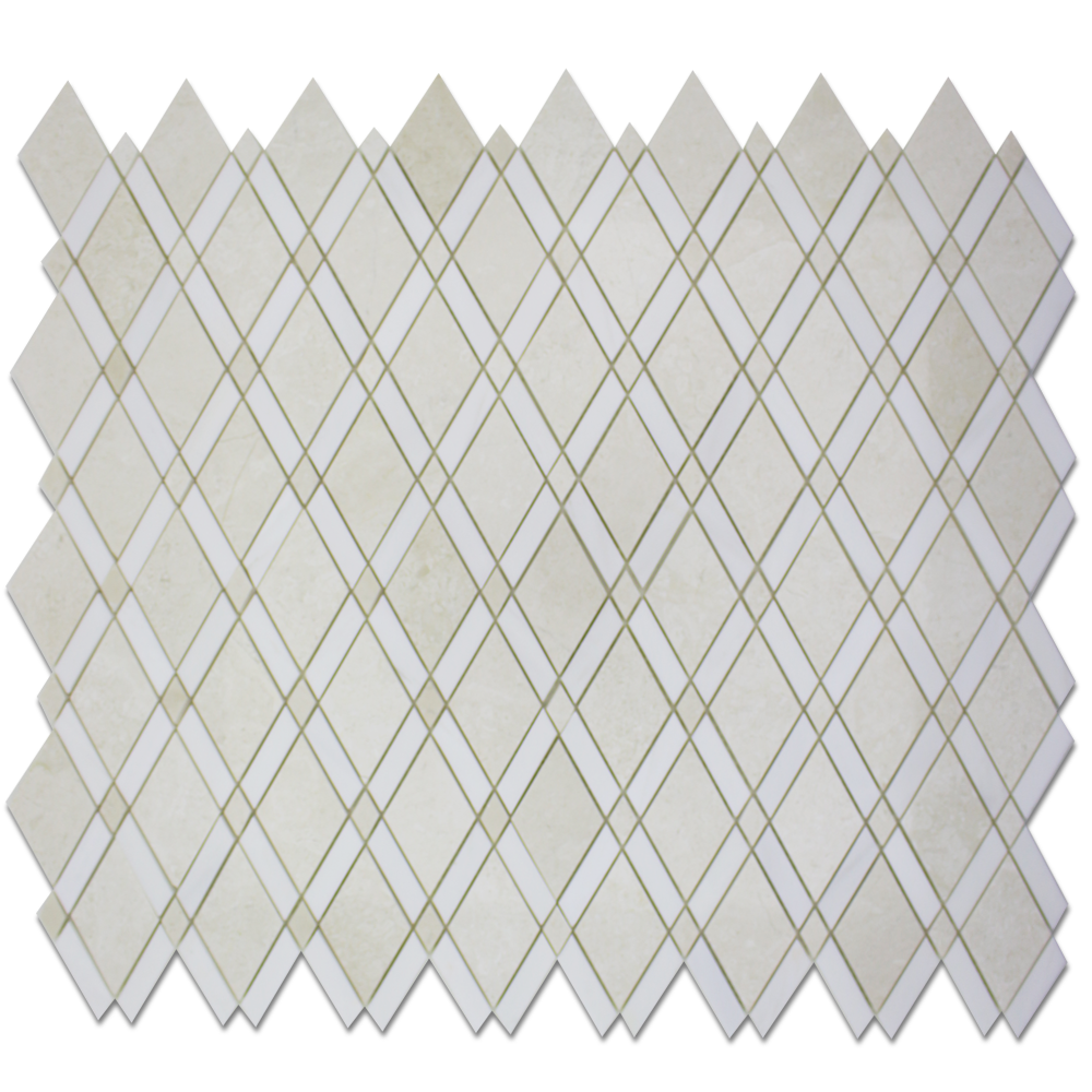 Perla Marble Rhomboid with Bianco Venato Dolomite
