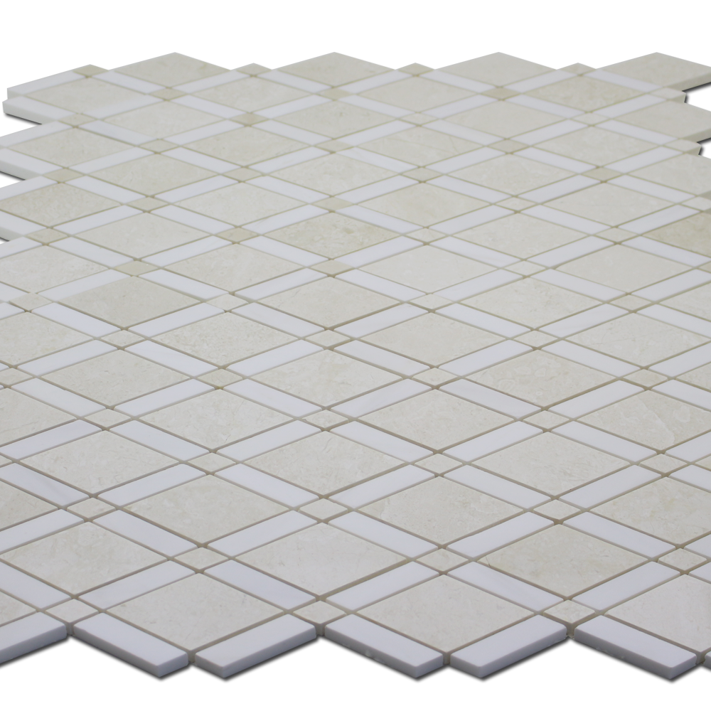 Perla Marble Rhomboid with Bianco Venato Dolomite