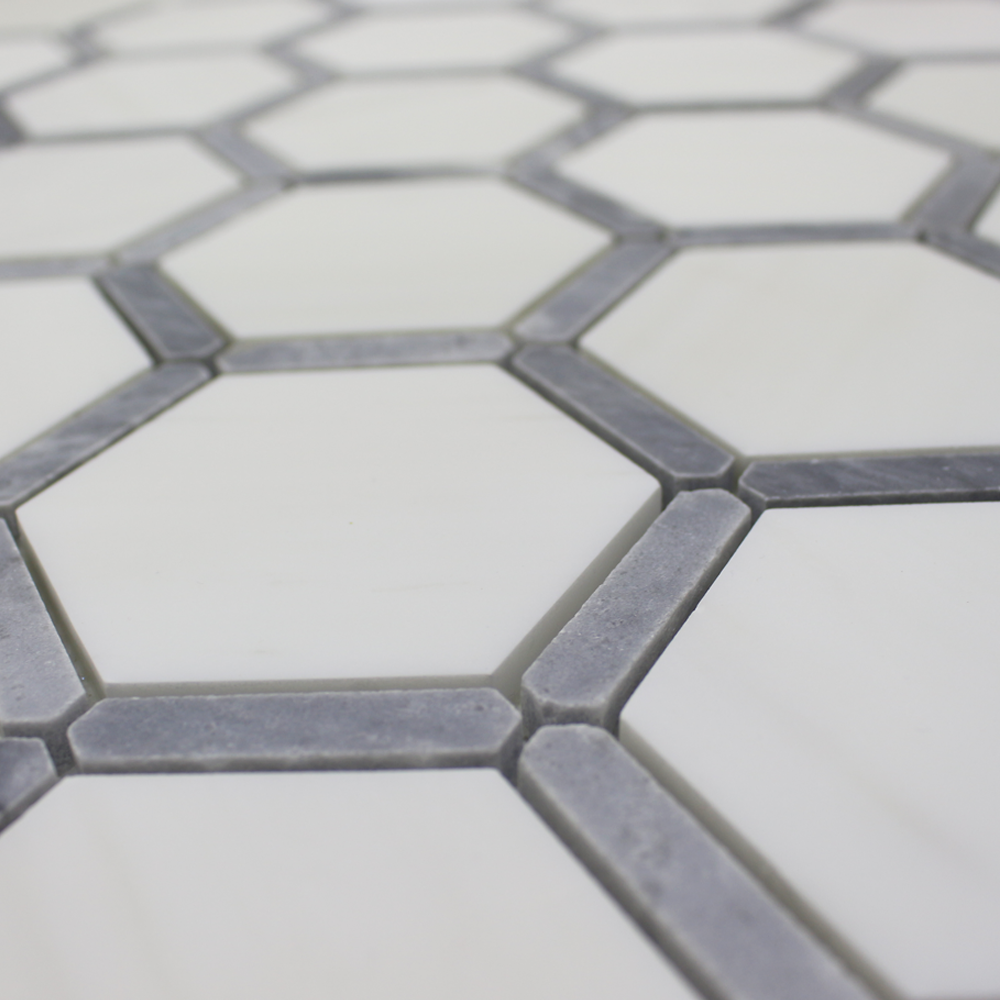 Sanibel Mosaic 3″ Honeycomb – Bianco Venato Dolomite w/Bardiglio